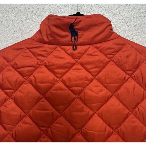 POLO GOLF Ralph Lauren Quilted Vest Men’s Large Orange Zip Pockets Lightweight - Picture 3 of 6